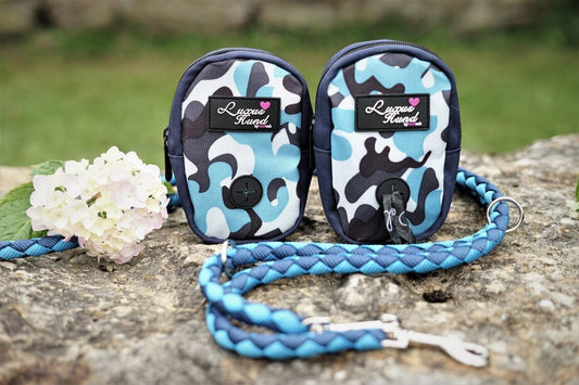Futter- & Kotbeutelspender Camouflage blau